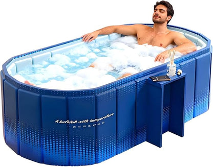 Portable Bathtub for Adult 47" Large Collapsible Cold Plunge Bathtub Foldable No Installation Ice Bath Tub for Shower Stall, Bathroom Hot SPA Soaking Standing Tub