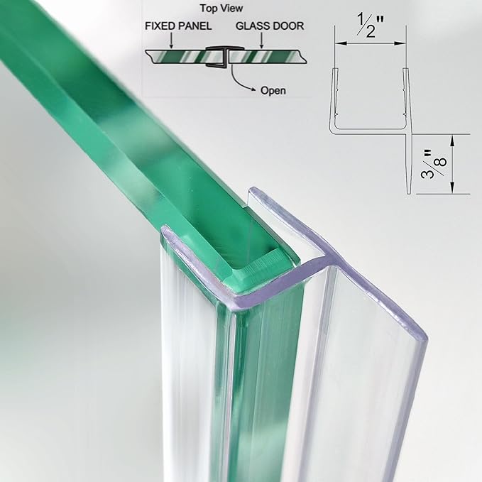 Shower Door Seal Strip Kit 3 Packs, 2 PCS 80" Shower Door Side Seals and 1 PC 36" Shower Door Sweep Bottom Seal for 1/2" (12mm) Thick Glass Shower Door Polycarbonate