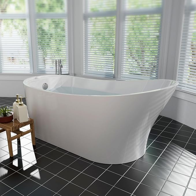 Empava 67 Inch Freestanding Bathtub, Luxury Acrylic Soaking Tub, Modern Stand Alone Bathtubs