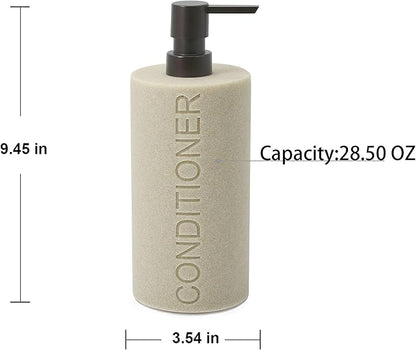 Resin Tan Sandstone Conditioner Engraved Bottle Refillable Pump Dispenser, Durable Waterproof Resin Construction for Bath, Shower - Tan Sandstone ORB Pump
