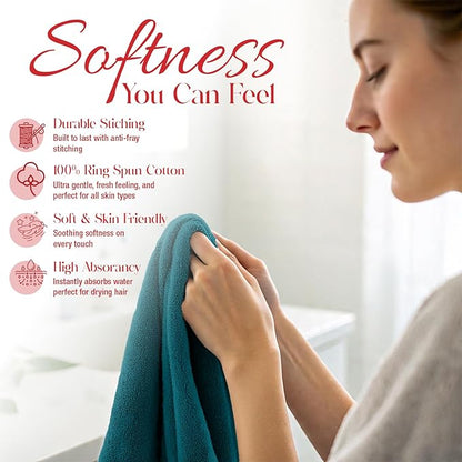 RIVERSIDE 12 Pack Washcloths - 12x12 Inches, 400 GSM, 100% Ring-Spun Cotton - Soft, Absorbent & Durable Face and Body Towels - for Bathroom, Spa, Gym, Makeup Removal & Everyday Use - Teal