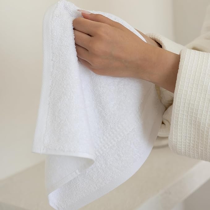 100% Turkish Cotton Towel Set of 6 - Soft, Plush & Super Absorbent - Premium Set with 2 Bath Towels, 2 Hand Towels, and 2 Washcloths - Made in Turkey (White, 6-Piece Towel Set)