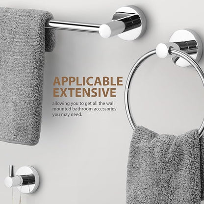 Polished Chrome Bathroom Hardware Set 4 Piece Towel bar Set,Towel Rack for Bathroom Wall Mounted Adjustable Expandable 24 inch Towel Holder Robe Hook Towel Ring Toilet Paper Holder