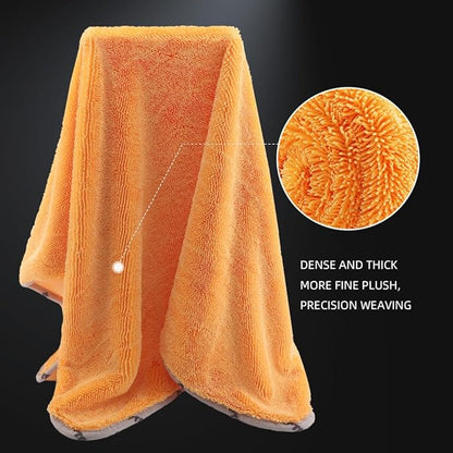 SPTA Drying Towel, Car Wash Drying Towel for Spotless Shine, Highly Absorbent, Scratch Free Large Microfiber Towel for Car wahing, 29.1 x 35 inch, Orange-MT031