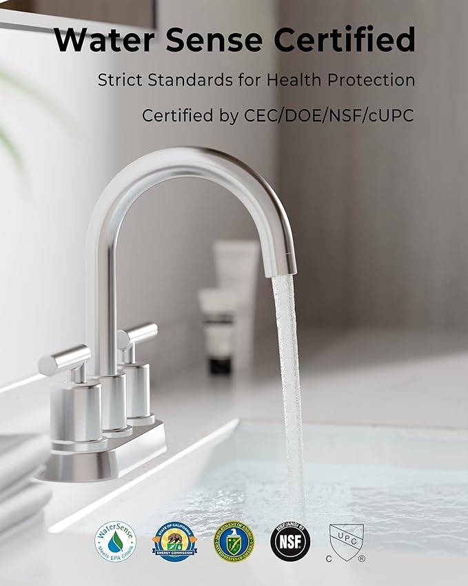 VXV Bathroom Faucet 4 Inch 2 Handle Centerset Sink Faucet 360 Swivel Spout with Pop-up Drain Chrome
