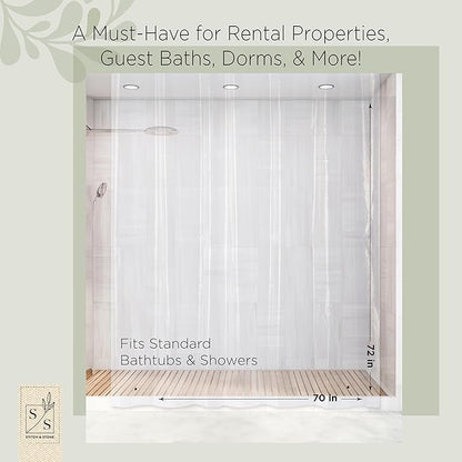 Stitch & Stone Shower Curtain Liner, Premium Extra Lightweight Durable Waterproof 3g PEVA for Bathroom with Weighted Magnets, Standard Size 70" x 72" Clear 1 Pack
