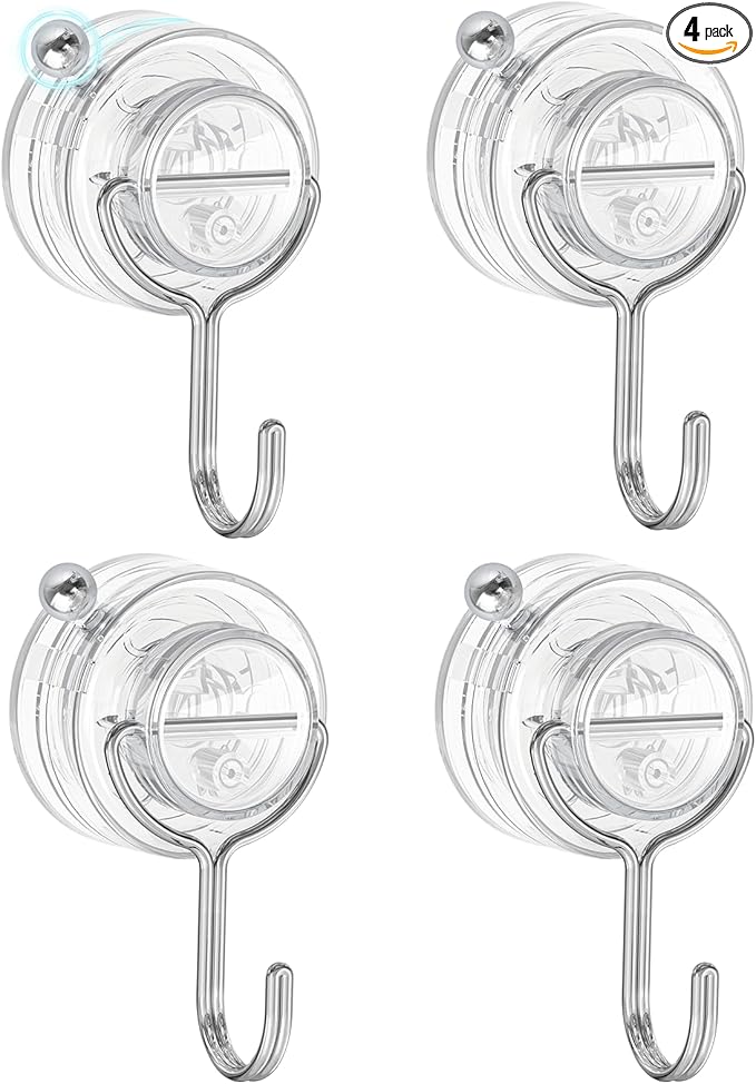 Suction Cup Hooks for Shower, Upgrade Clear Suction Towel Hooks Heavy Duty Removable Bathroom Suction Hooks for Shower Tile Wall Glass Door Window 4 Pack