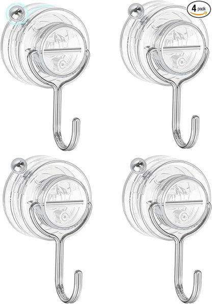 Suction Cup Hooks for Shower, Upgrade Clear Suction Towel Hooks Heavy Duty Removable Bathroom Suction Hooks for Shower Tile Wall Glass Door Window 4 Pack