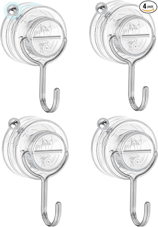 Suction Cup Hooks for Shower, Upgrade Clear Suction Towel Hooks Heavy Duty Removable Bathroom Suction Hooks for Shower Tile Wall Glass Door Window 4 Pack