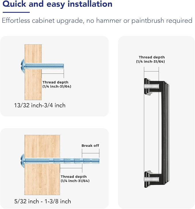 Ravinte Hardware 5 Pack Matte Black Cabinet Pulls, 8 Inch (204mm) Hole Center Zinc Alloy Drawer Handles for Kitchen Cabinets, Cupboards, Dressers, Square Solid Metal Hardware