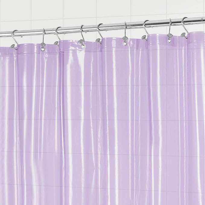 Barossa Design Clear Lavender Long Shower Curtain Liner 78" Height - 3 Magnets & Waterproof Lightweight PEVA Shower Liner for Bath Tub, PVC Free, Metal Grommets, Clear Lavender, 72x78