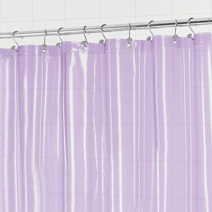 Barossa Design Clear Lavender Long Shower Curtain Liner 78" Height - 3 Magnets & Waterproof Lightweight PEVA Shower Liner for Bath Tub, PVC Free, Metal Grommets, Clear Lavender, 72x78