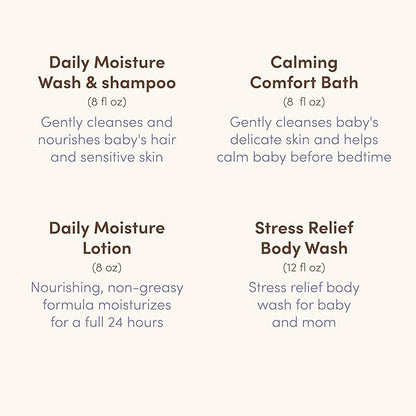 Aveeno Baby Bathtime Solutions Mommy & Me Gift Set, Baby Wash & Shampoo, Calming Bath, Daily Moisturizing Lotion and Stress Relief Body Wash for Mom, Colloidal Oat, Baby Bath Essentials, 4 items