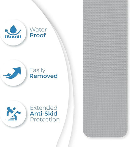 Anti Slip Shower Stickers 24 PCS, Gray Non-Slip Shower Strips for Adults, Premium Adhesive Bath Tub Stickers
