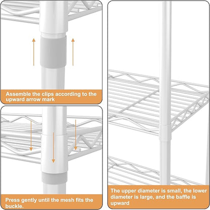 HOMEFORT 5-Tier Wire Shelving 5 Shelves Unit Metal Storage Rack Durable Organizer Perfect for Pantry Closet Kitchen Laundry Organization in White