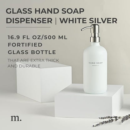 MaisoNovo Soap Dispenser 1-Piece Set | 16.9oz White Bottles with Silver Stainless Steel Pump