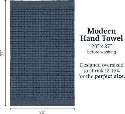 GILDEN TREE Waffle Hand Towels for Bathroom Quick Dry Large Luxury Lint Free Super Absorbent Cotton Hand Towels Set of 2, Modern Style (Midnight Blue)