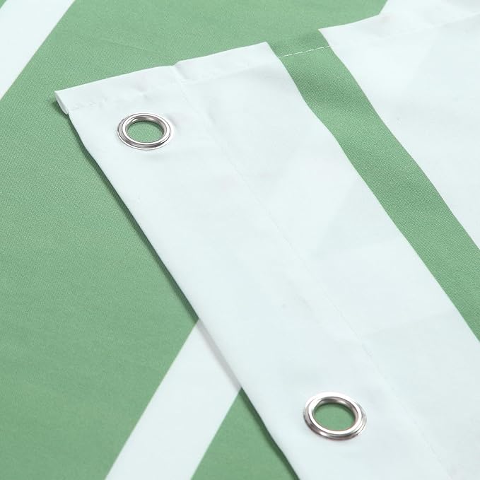 90 Inch Green Shower Curtain, Extra Long Sage Green and White Stripe Waterproof Polyester Shower Curtains for Bathroom, 72x90 Inches