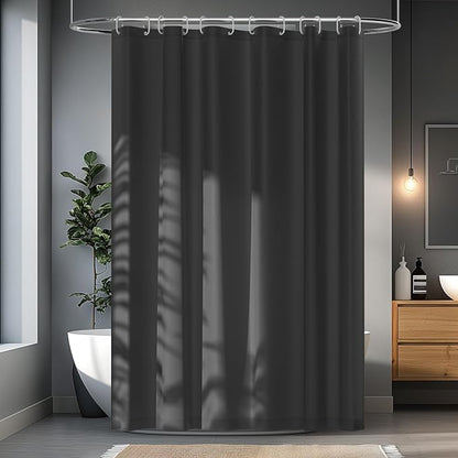 72 x 84 inch Extra Long Waterproof Fabric Shower Curtain Liner, Charcoal Grey Cloth Shower Liner with 3 Large Magnets, Bathroom Dark Grey Long Shower Curtain Machine Washable