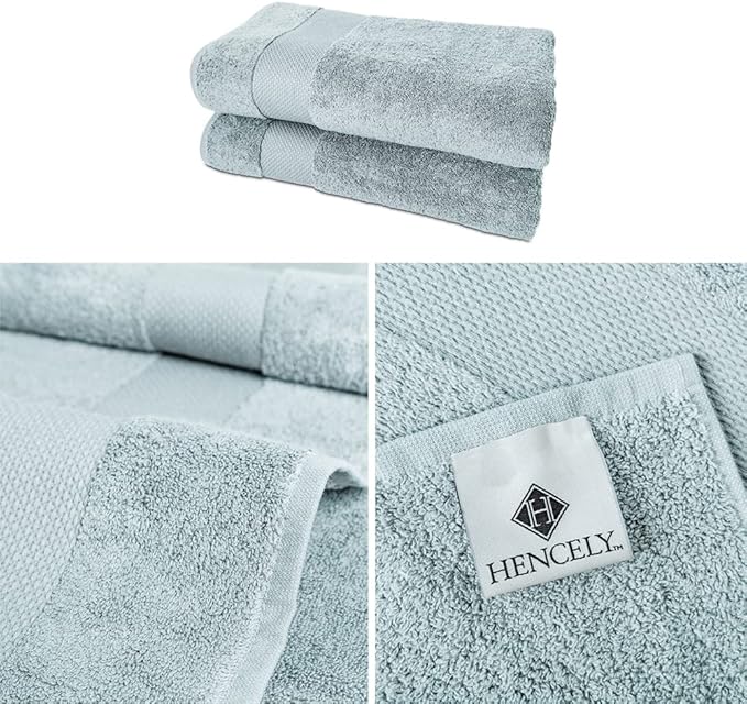 Hencely Bath Sheet Set of 2 - (35x64 Inches) - Luxury Extra Large Oversized Towels, 100% Cotton - Quick Dry, Highly Absorbent, Super Soft - Spa, Hotel, Bathroom - (Bath Sheets 2 Pack, Water Green)