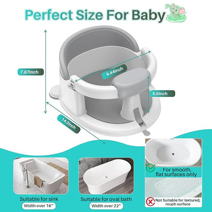Inaya Baby Bath Seat for Babies 6 Months & Up, Non-Slip, Safe and Comfortable Bathub Chair for Sitting-Up, Ideal Open Design – Essential Bath Time Support (Blue)