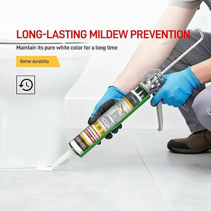 VGS 798 Professional Silicone Sealant Caulk 10.15 Oz Cartridge, 4 Pack - for Kitchen & Bathroom, White, 100% Waterproof Silicone Sealant,Shrink & Crack Proof