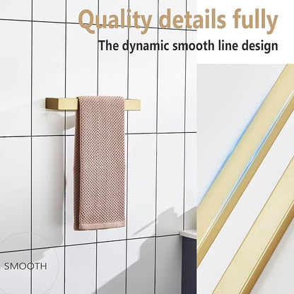 KOKOSIRI Towel Bar Brushed Gold Hand Towel Holder 12 Inch Kitchen Towel Hanger Rack Stainless Steel Bathroom Hardware Wall Mounted, 1 Pack B4008BG-L12