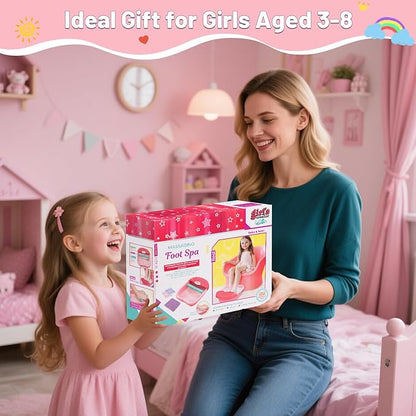 Kids Foot Spa Kit with Pedicure Set for Girls 3-8, All-in-1 Kids Spa Day Kit with Bubble Soak & Massage, Sleepover Party Birthday Gifts