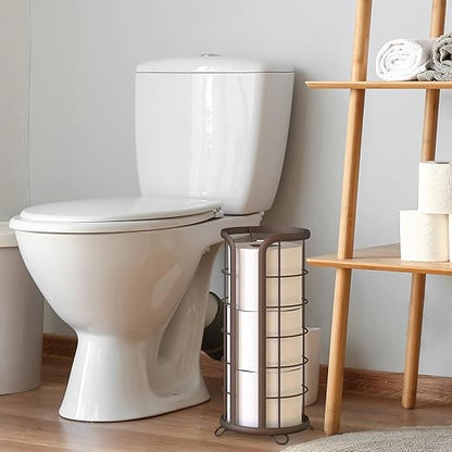 BROOKSTONE, Bronze Toilet Paper Holder, Freestanding Bathroom Tissue Organizer, Minimalistic Storage Solution, Modern & Stylish Design [Holds MEGA Rolls]