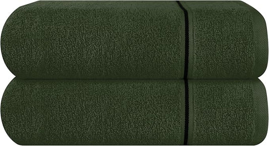 MyOwn Cotton 2 Pack Oversized Bath Towel Set 28x55 inches, Large Bath Towels, Ultra Absorbant Compact Quickdry & Lightweight Towel, Ideal for Gym Travel Camp Pool - Olive Green