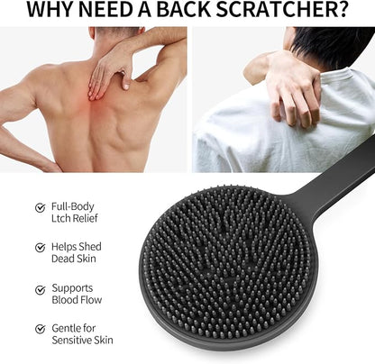 Back Scratcher, 2PackGifts for Men Back Scratcher ， 2025 New Back Scratcher with 2 Silicone Scratch Surface, Deep Back Scratcher for Men/Women, Long Handle Backscratchers for Adults
