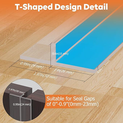 T-Shaped Silicone Door Weather Stripping for Side, 1.97 in x 40 Ft Door Draft Stopper Shower Seal Strip for Door Frame & Windows and Shower Sweep Gaps(Clear)