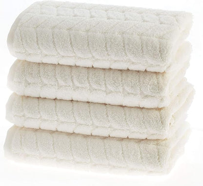 BAGNO MILANO Turkish Bath Towels, Soft Plush Jacquard Luxury Bath Towels, Quick Dry Towel Set (Cream, 4 Pcs Hand Towel Set)