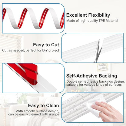 10FT Flexible Wall Corner Protector Moulding Trim, Peel and Stick Inside & Outside Wall Corner Guards Edge Protector,Self Adhesive Molding Trim Strip for Edge Ceiling