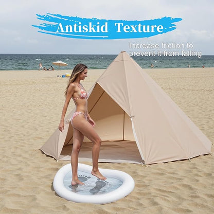 Portable Inflatable Foot Bath for Beach & Pool - Quick Sand Removal Wash Basin with Manual Pump, Keep Tent, Car, Pool Clean,Designed for Outdoor & Travel Use