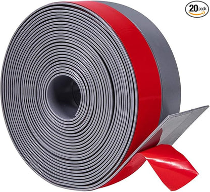 TORRAMI Silicone Door Sweep Draft Stopper 2 inch Width 20 Feet Length,Seal Insulation for Door Under Bottom, Gap, Side, Glass Shower Door, Sliding Door,Grey