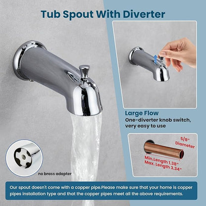 gotonovo Bathroom Shower Head Kit High Pressure Combo System Shower Faucet 6 Modes ABS Handheld Spray Shower Trim Kit Valve Included Shower Head and Handle Set Polished Chrome