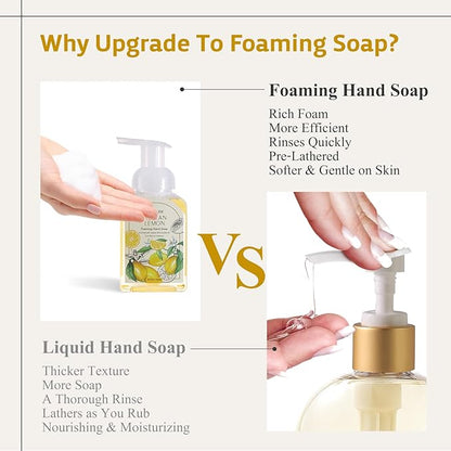 ROMIIE ZOI Hand Soap Refills Foaming 3pack (33.8 Fl Oz) + Reuseable Foam Soap Dispenser, Natural and Moisturizing Foaming Refills Kit, Lemon Hand Soap Refills