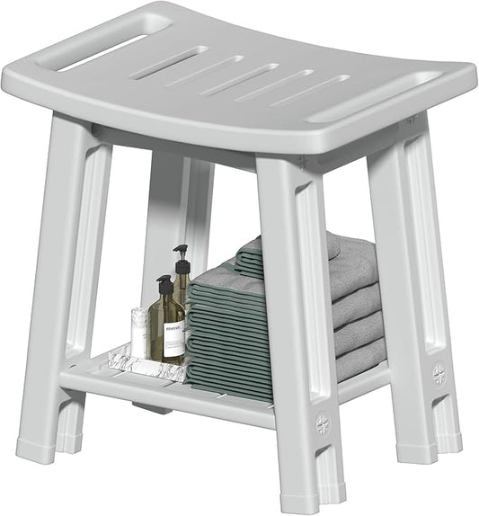 Shower Chair for Inside Shower, 400 lbs Shower Stool with Anti-Slip Foot Covers,Shower Seat for Inside Tub Bathroom Bench Bath Chair for Elderly and Disabled,HDPE Shower Seats for Adults - Light Gray