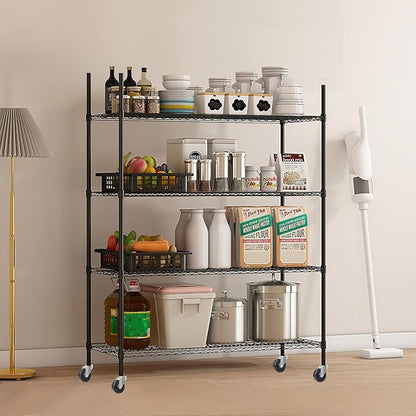 2560LBS Storage Shelves 59"W Metal Shelving Unit 4 Tier Wire Shelving Commercial Adjustable Garage Shelving Heavy Duty for Storage Rack for Pantry, Garage, Kitchen, 59" W x 19.5" D x 62.3" H