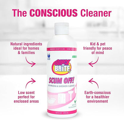 Quick 'n Brite Scum Off Shower Cleaner - No Scrub, No Harsh Chemical Daily Shower Cleaner, Multi-Surface All-Purpose Cleaner 64 Oz (Packaging May Vary)