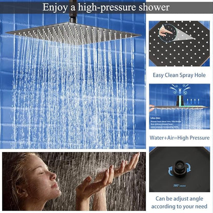 Shower Faucet Set Oil Rubbed Bronze Shower System, Knob Switch Diverter Shower Faucet with High Pressure Handheld Spray, Ceiling Mount 12 Inch Shower Head with 6 Inch Wall Mount Shower Head