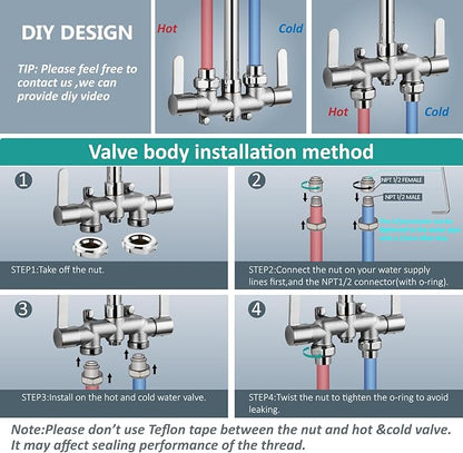 Aolemi Outdoor Shower Fixtures,Outdoor Shower Kit Faucet System 3 Inch Center with Showerhead 2 Handle Exposed Shower with Brass Mix Valve Pipe Downward with Soap Dish Polish Chrome
