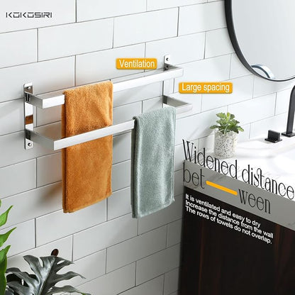KOKOSIRI Towel Bars Bath Towel Holders 24 Inches Chrome Bathroom 2-Tiers Ladder Towel Rails Wall Mounted Towels Shelves Rack Polished Stainless Steel, B5008CH-L24
