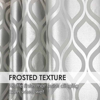 Plastic Shower Curtain Liner, Silver Striped Pattern, Waterproof Printed PEVA Shower Curtain with Design, Rustproof Grommets, Standard Size 70x72 Bathtub Curtain for Bathroom (Pack of 1)