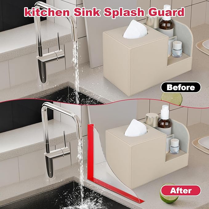 4-Pack Clear Acrylic Shower Splash Guards – Self-Adhesive Waterproof Corner Guards for Bathtub, Kitchen, or Sink (8.67” x 7.56”)