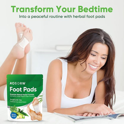 Natural Cleansing Foot Pads - Ginger Mugwort Bamboo Vinegar - Relieves Stress and Fatigue - Improves Sleep and Supports Body Cleansing - Premium Foot Care - 30 Pads (Pack of 1)