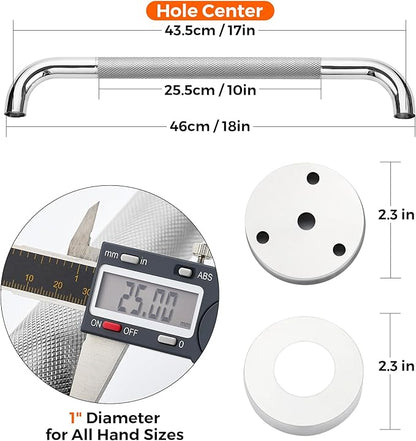 Grab Bars for Shower, 1 Pack 18-Inch Anti Slip Shower Handles for Elderly, Safety Shower Grab Bar, Stainless Steel Handicap Grab Bars for Bathroom (Polished Nickel 1" Diameter)