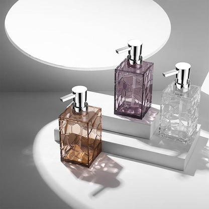 Hand Soap Dispenser, Clear Acrylic Plastic Liquid Pump Bottles Refillable Lotion Dispenser for Bathroom Decor Kitchen College Dorm, Light Brown