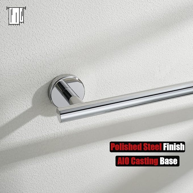 JQK Chrome Towel Bar, 12 Inch 304 Stainless Steel Thicken 0.8mm Towel Rack Bathroom, Towel Holder Polished Finished Wall Mount, Useable Length 9 Inch, TB110L9-CH